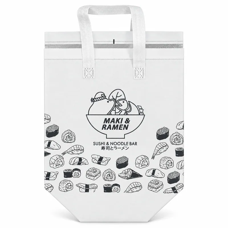 Black-and-white food print · Insulated bag